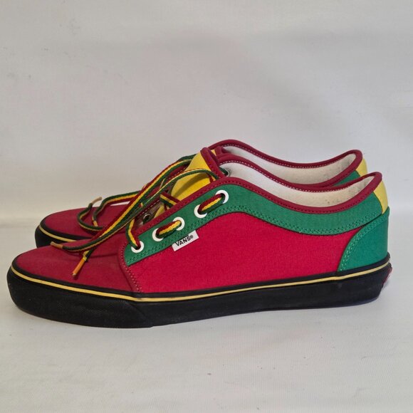 Men US 11 Van's Off The Wall Colour Block Skateboard Shoes Red Green Yellow - Picture 3 of 11